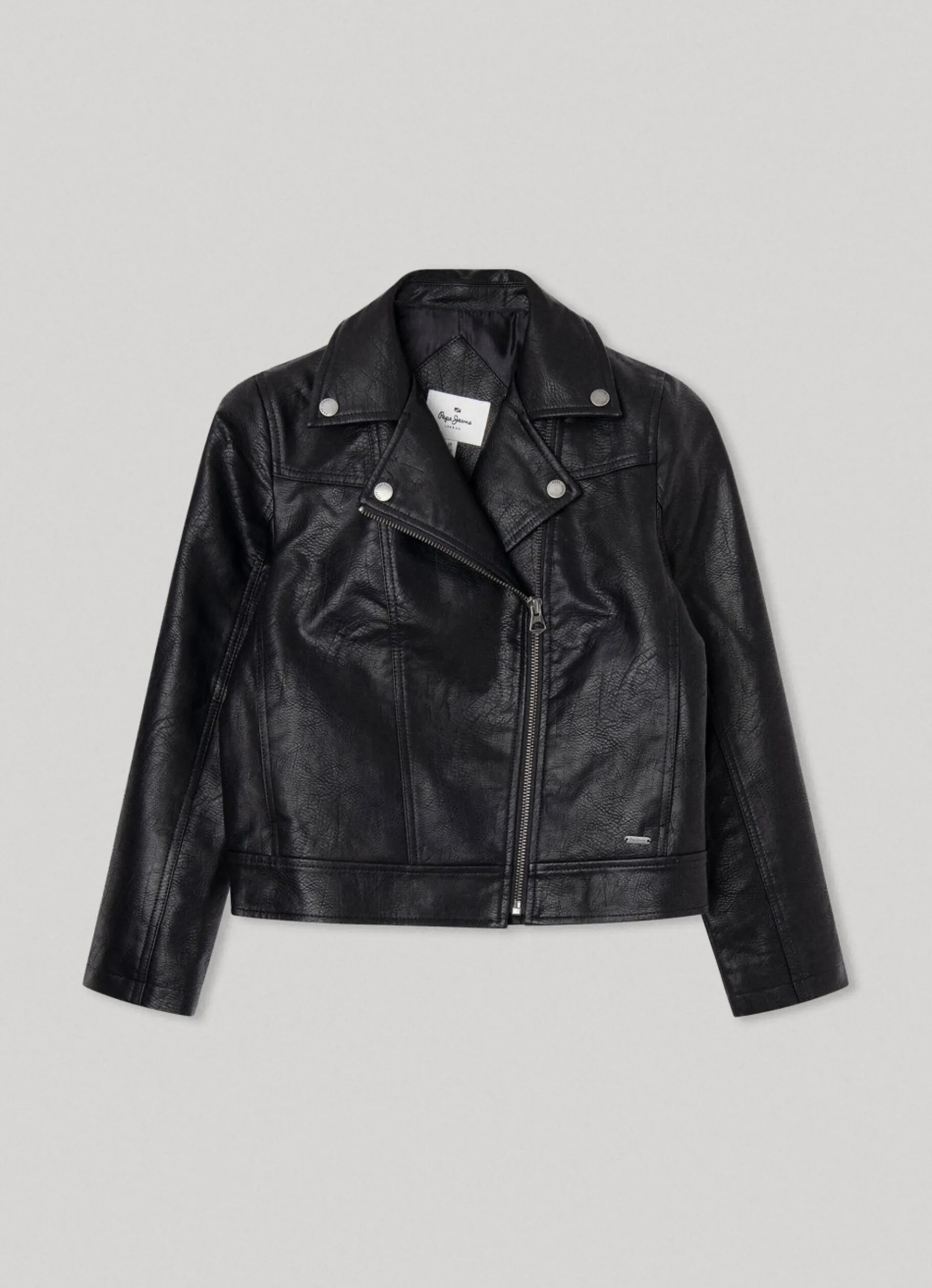 Girl Pepe Jeans Textured Fabric Biker Jacket