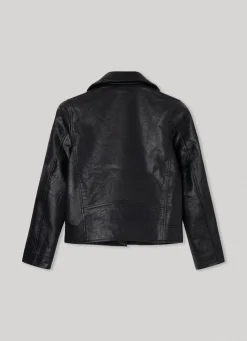 Girl Pepe Jeans Textured Fabric Biker Jacket