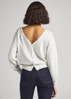 Women Pepe Jeans Textured V-Neck Sweatshirt