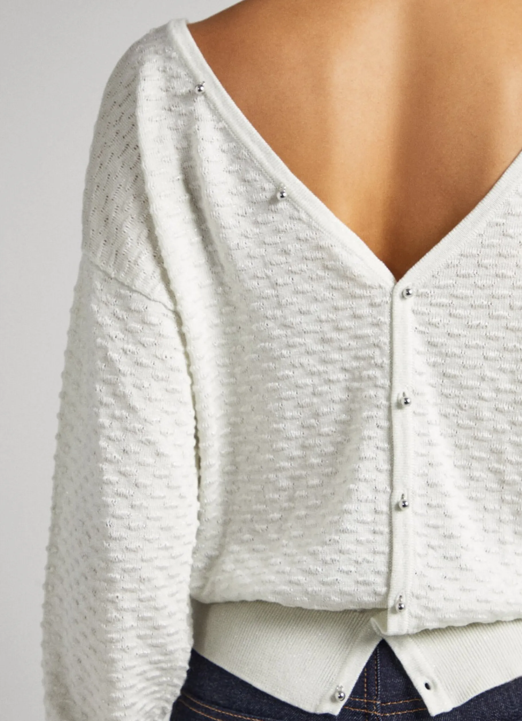 Women Pepe Jeans Textured V-Neck Sweatshirt