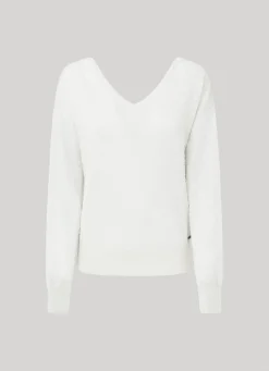 Women Pepe Jeans Textured V-Neck Sweatshirt