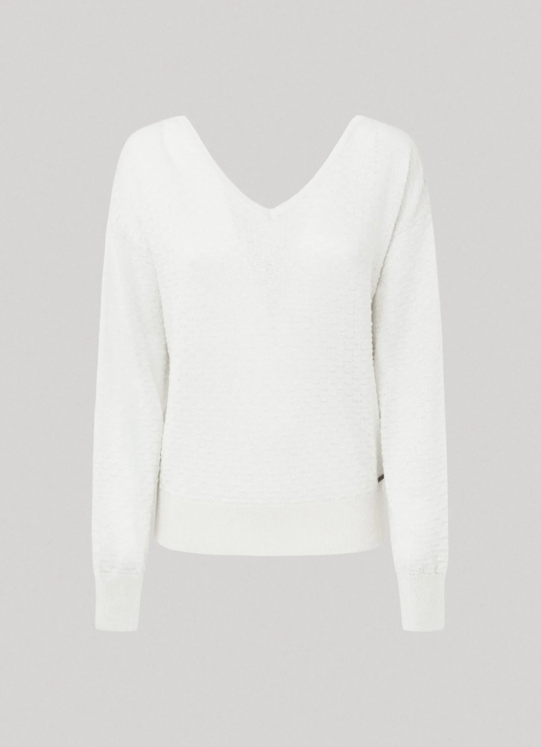 Women Pepe Jeans Textured V-Neck Sweatshirt