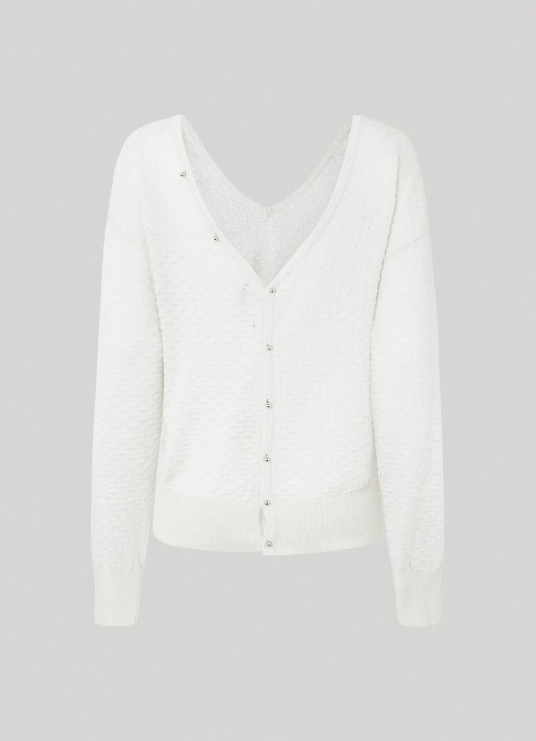 Women Pepe Jeans Textured V-Neck Sweatshirt