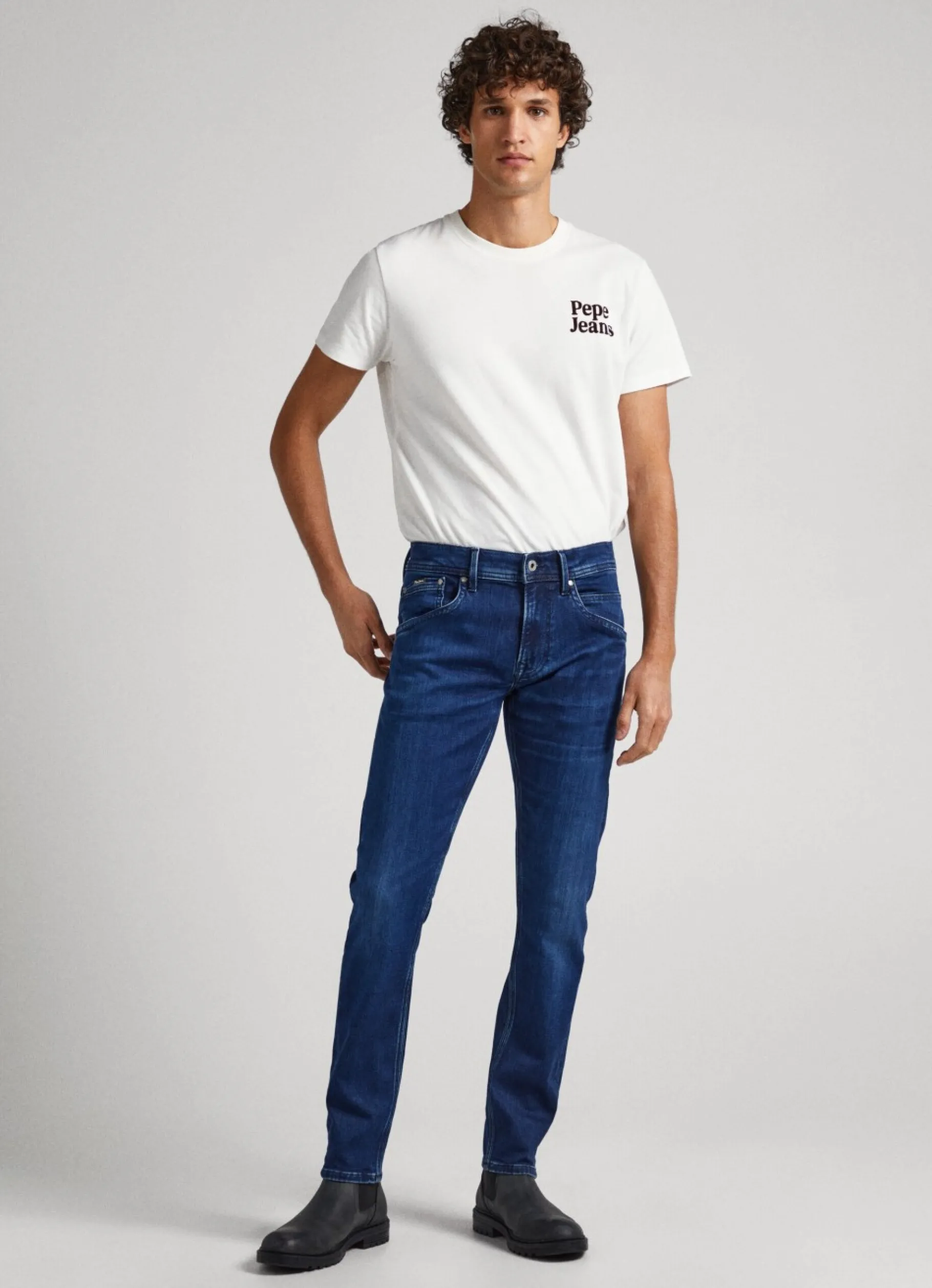 Men Pepe Jeans Track Fit Mid-Rise Jeans