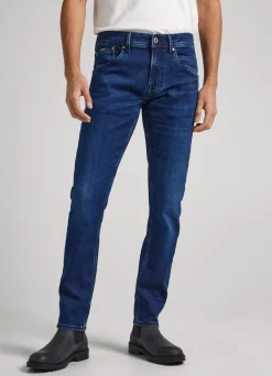Men Pepe Jeans Track Fit Mid-Rise Jeans