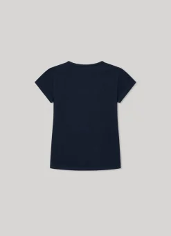 Girl Pepe Jeans T-Shirt With Glitter Detail Logo