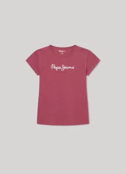 Girl Pepe Jeans T-Shirt With Glitter Detail Logo