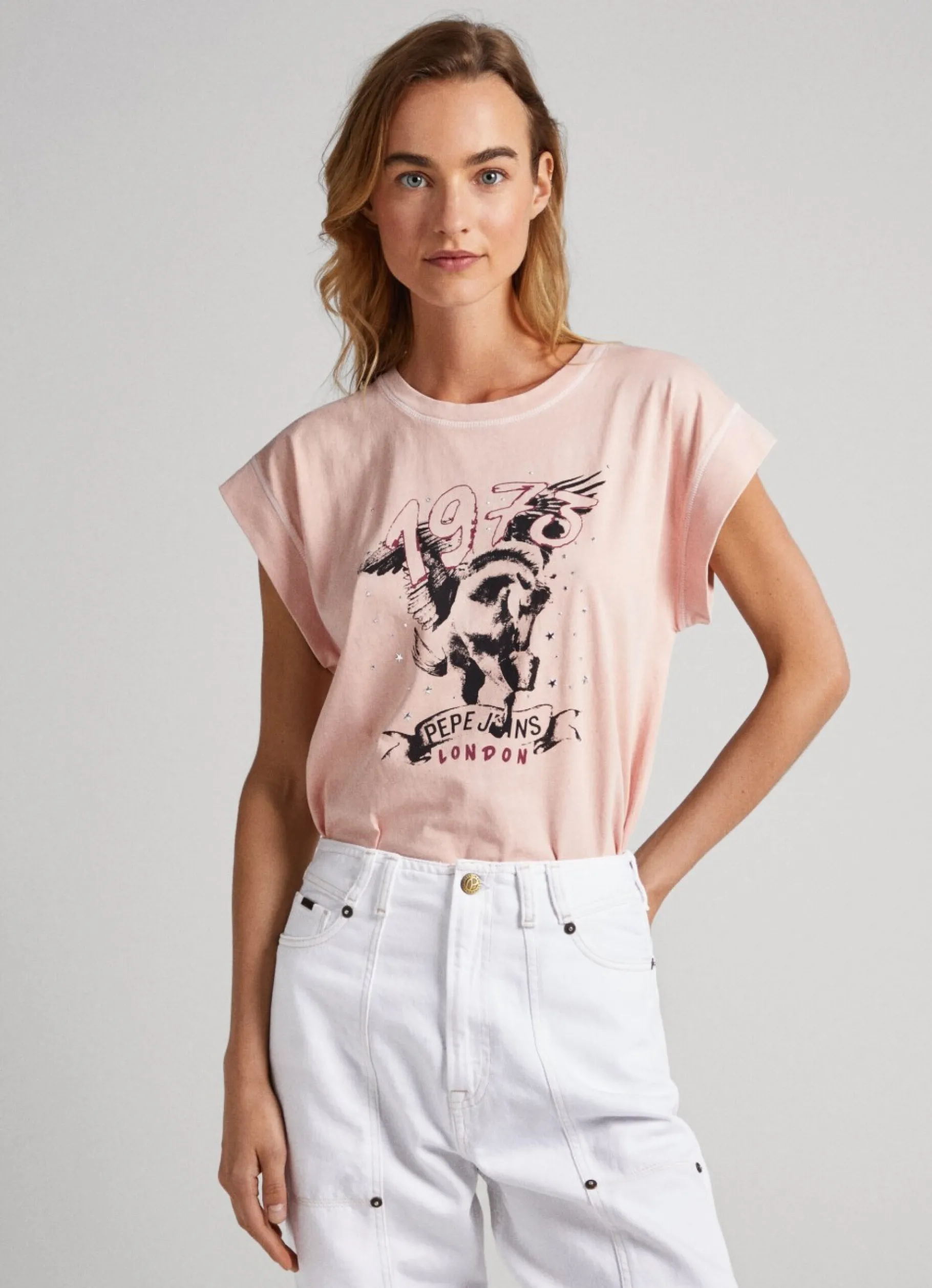 Women Pepe Jeans T-Shirt With Rhinestone Detail