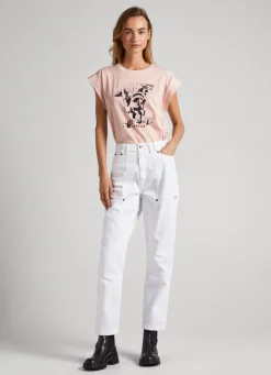 Women Pepe Jeans T-Shirt With Rhinestone Detail