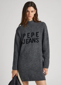 Women Pepe Jeans Turtleneck Dress With Logo