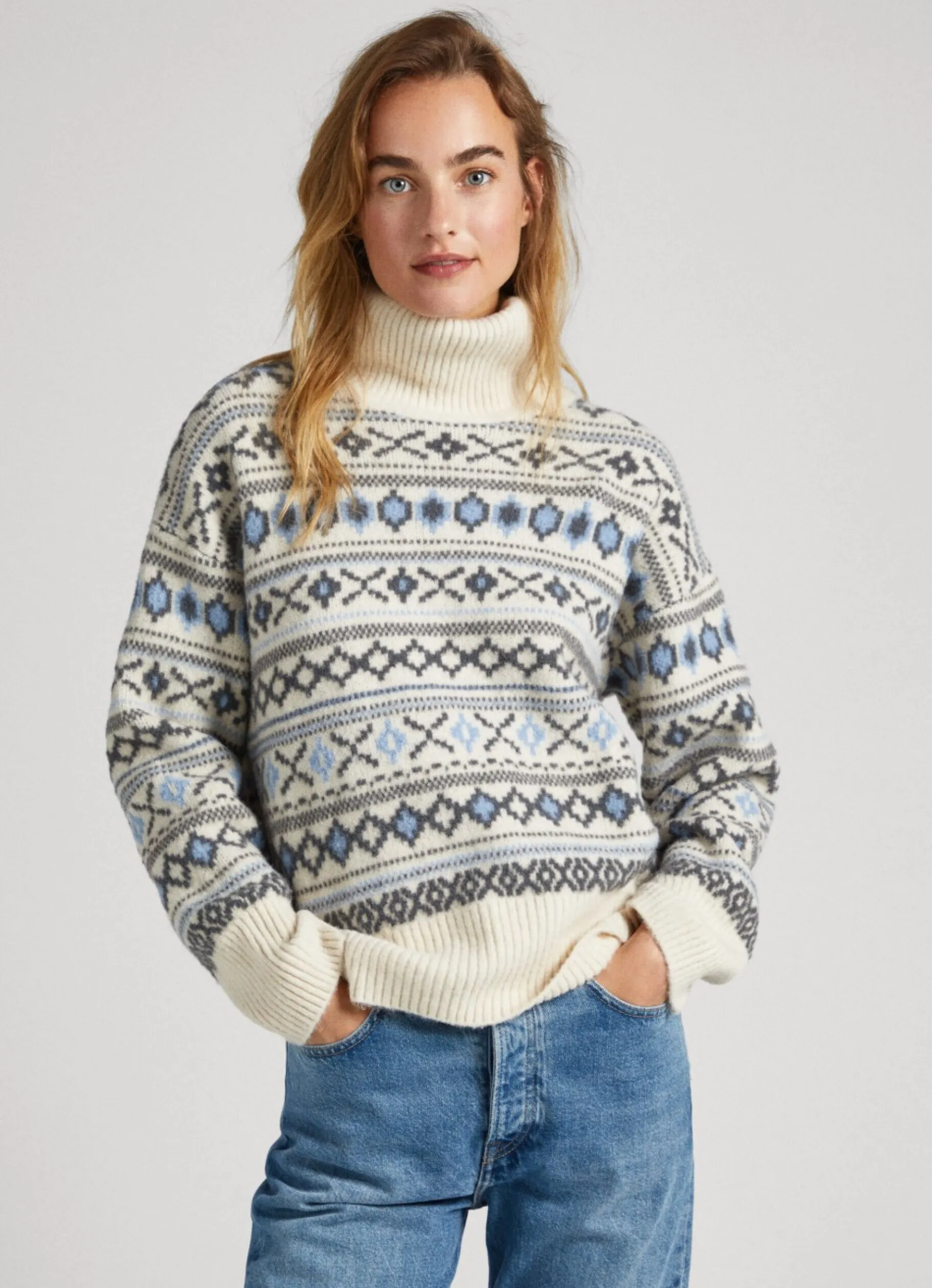 Women Pepe Jeans Turtleneck Jacquard Knit