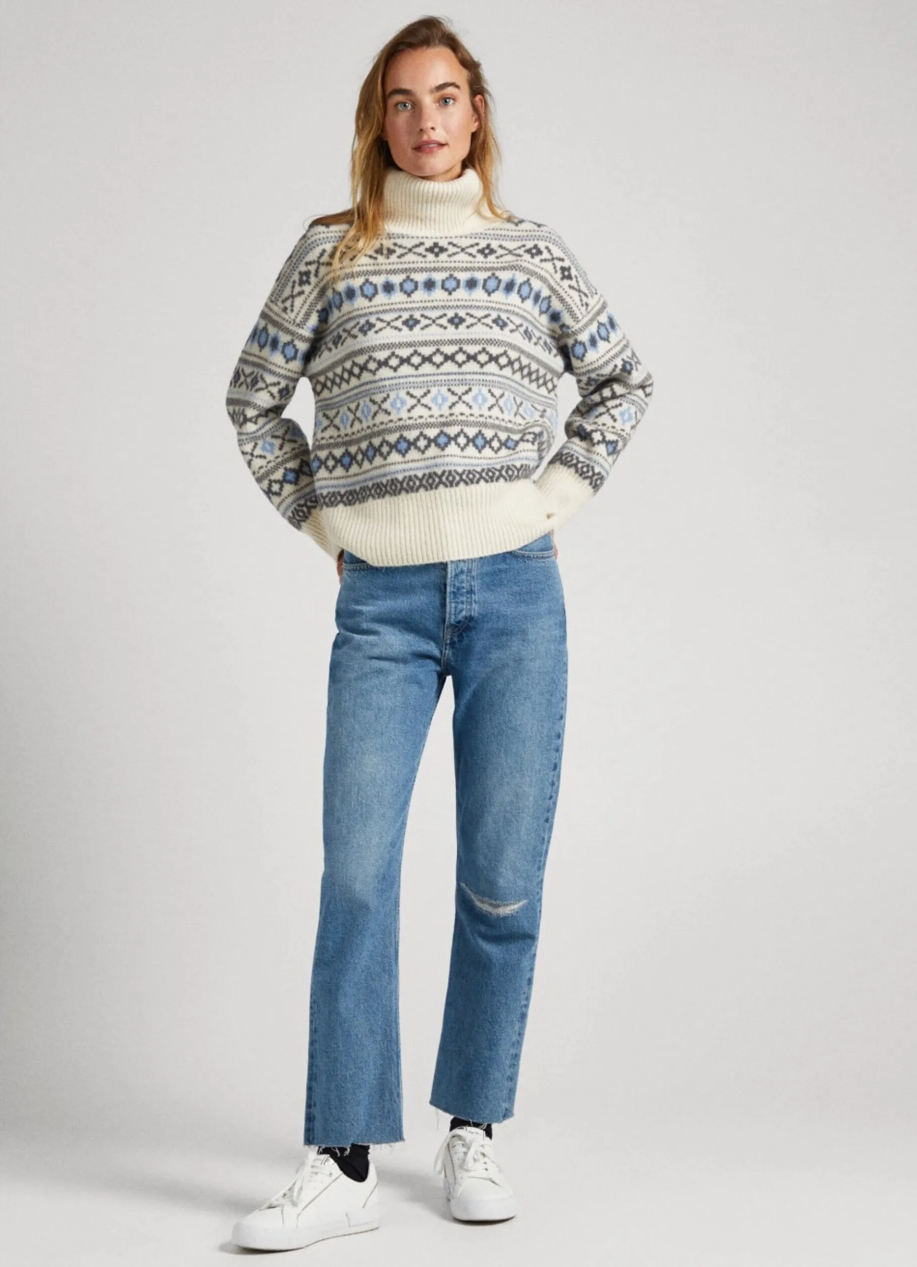 Women Pepe Jeans Turtleneck Jacquard Knit