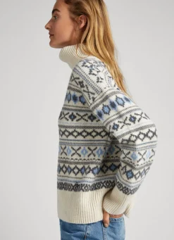 Women Pepe Jeans Turtleneck Jacquard Knit