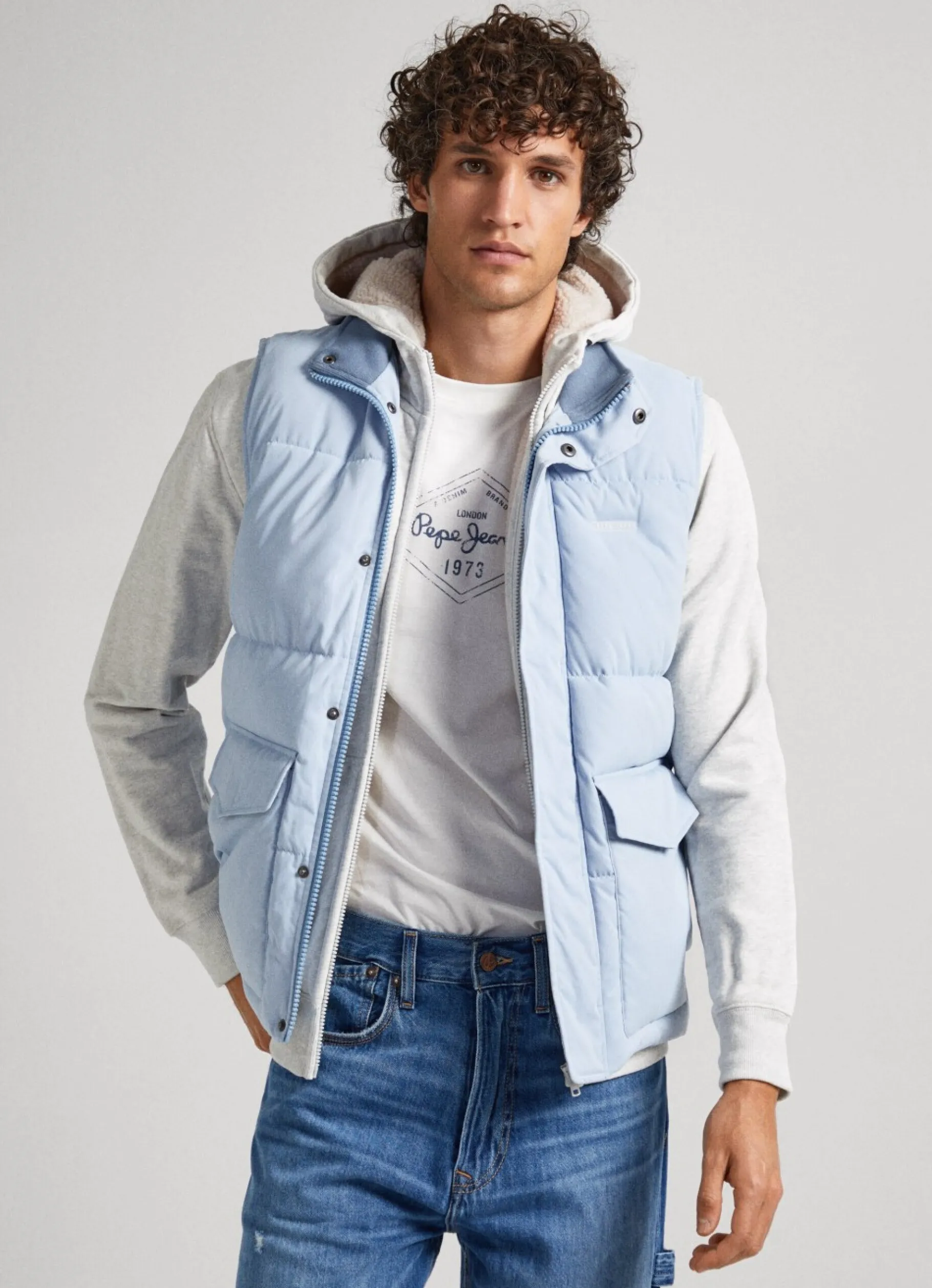 Men Pepe Jeans Twill Padded Waistcoat