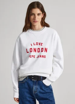 Women Pepe Jeans Unisex Printed Round Neck Sweatshirt