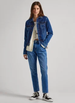 Women Pepe Jeans Violet Relaxed Fit High Waist Jean