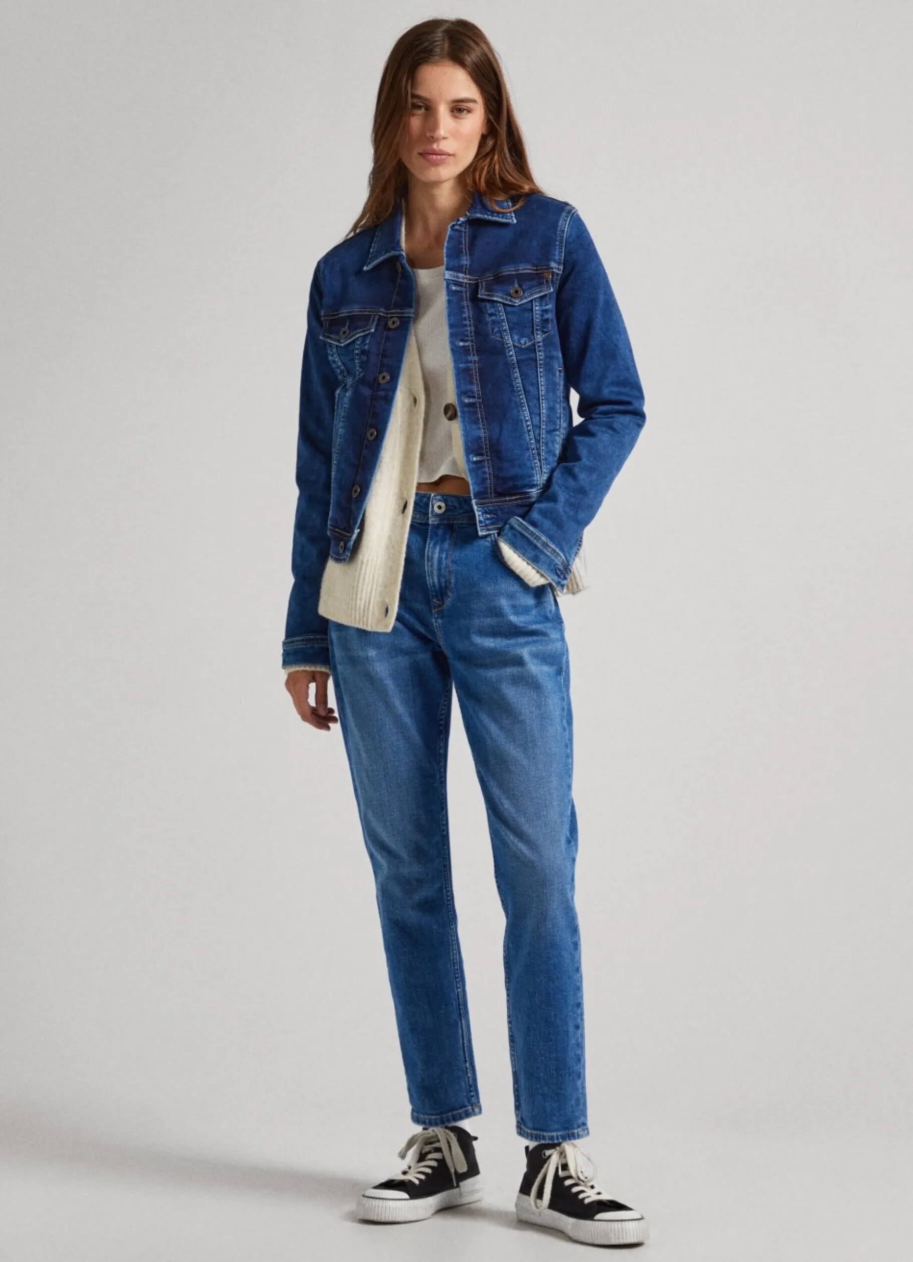 Women Pepe Jeans Violet Relaxed Fit High Waist Jean