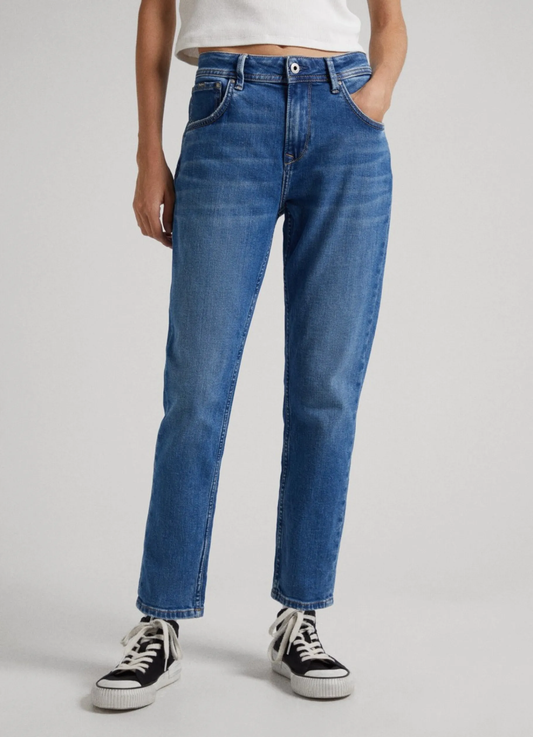 Women Pepe Jeans Violet Relaxed Fit High Waist Jean