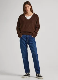 Women Pepe Jeans Violet Relaxed Fit High Waist Jean