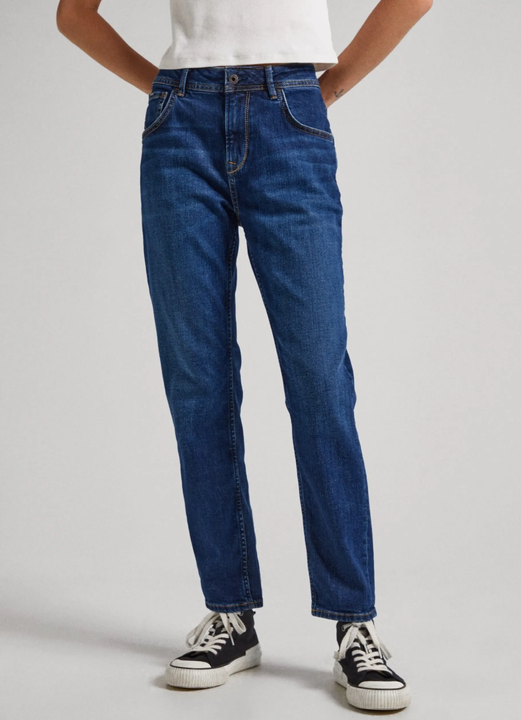 Women Pepe Jeans Violet Relaxed Fit High Waist Jean
