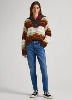 Women Pepe Jeans Violet Relaxed Fit High-Rise Jeans