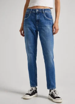 Women Pepe Jeans Violet Relaxed Fit High-Rise Jeans