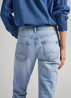 Women Pepe Jeans Violet Relaxed Fit High-Rise Jeans