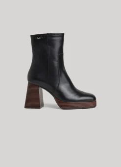 Women Pepe Jeans Wooden Platform Bootie