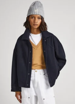 Women Pepe Jeans Wool Blend Herringbone Print Jacket