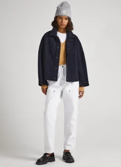 Women Pepe Jeans Wool Blend Herringbone Print Jacket