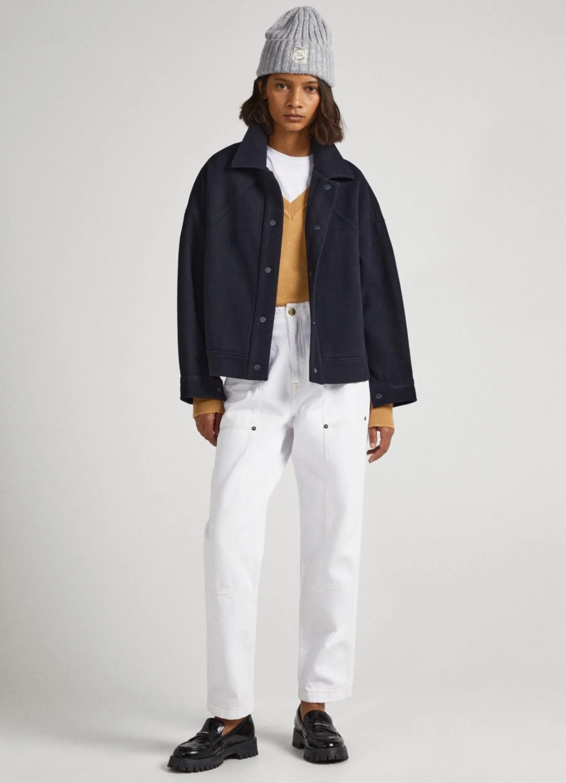 Women Pepe Jeans Wool Blend Herringbone Print Jacket