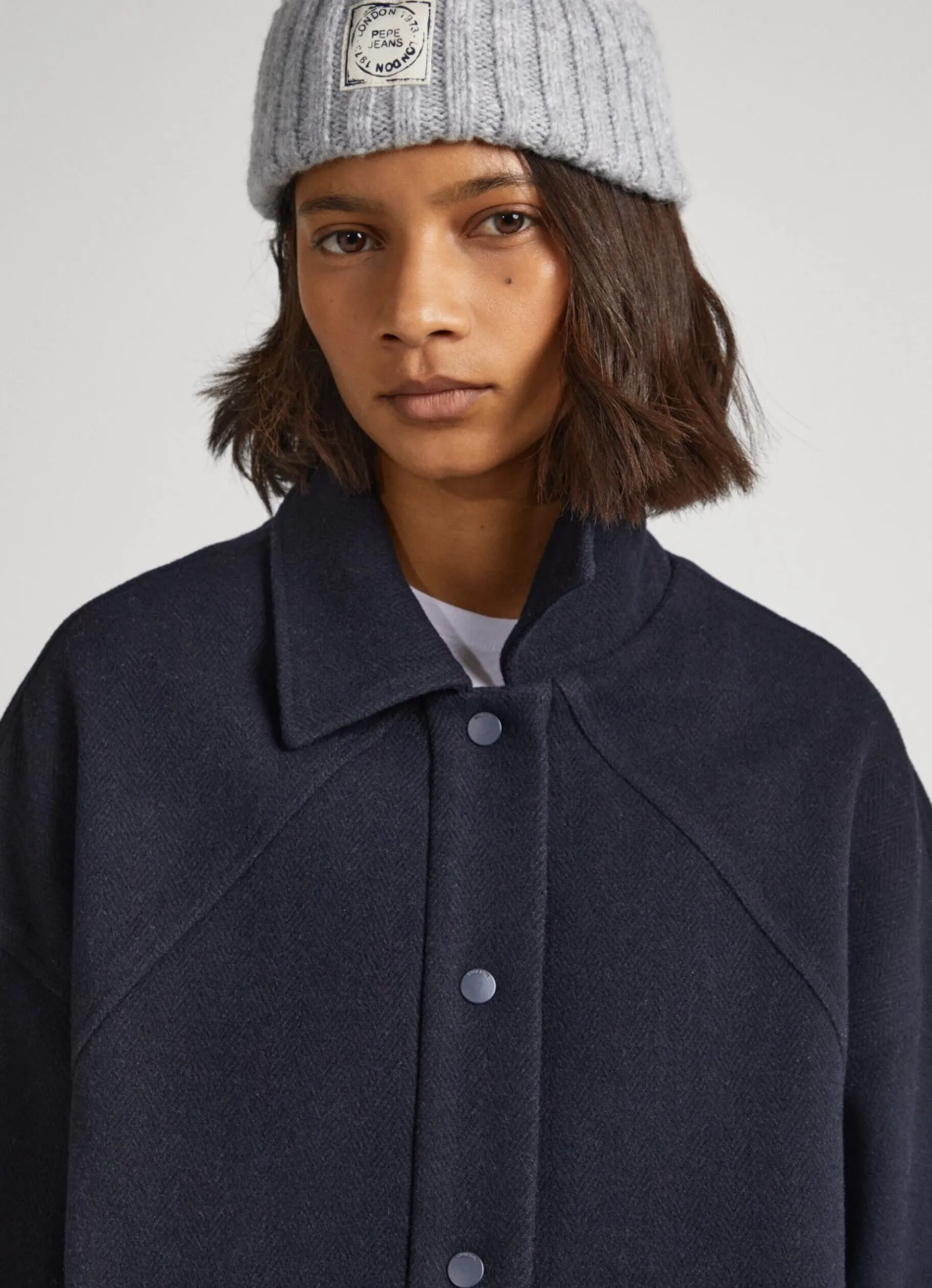 Women Pepe Jeans Wool Blend Herringbone Print Jacket