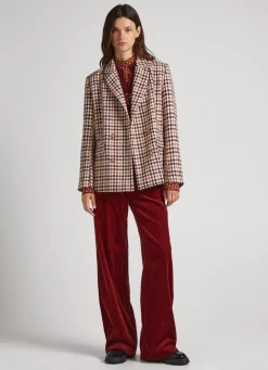 Women Pepe Jeans Wool Blend Houndstooth Print Blazer