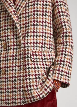 Women Pepe Jeans Wool Blend Houndstooth Print Blazer