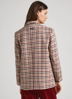 Women Pepe Jeans Wool Blend Houndstooth Print Blazer