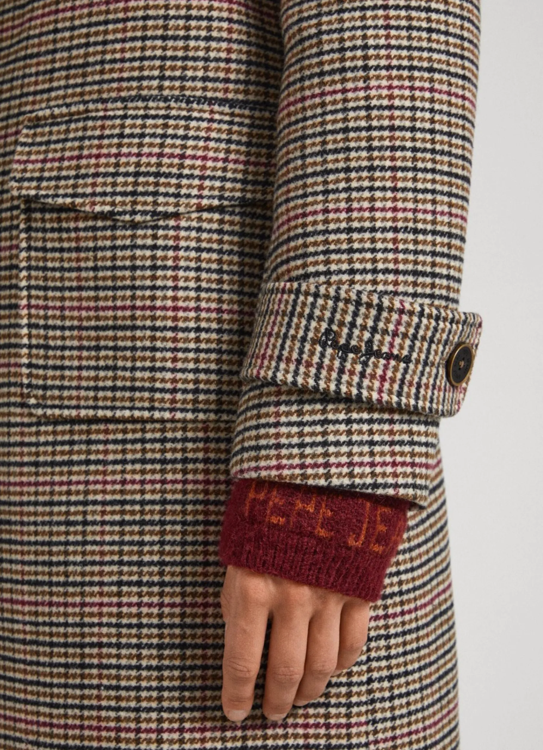Women Pepe Jeans Wool Houndstooth Coat