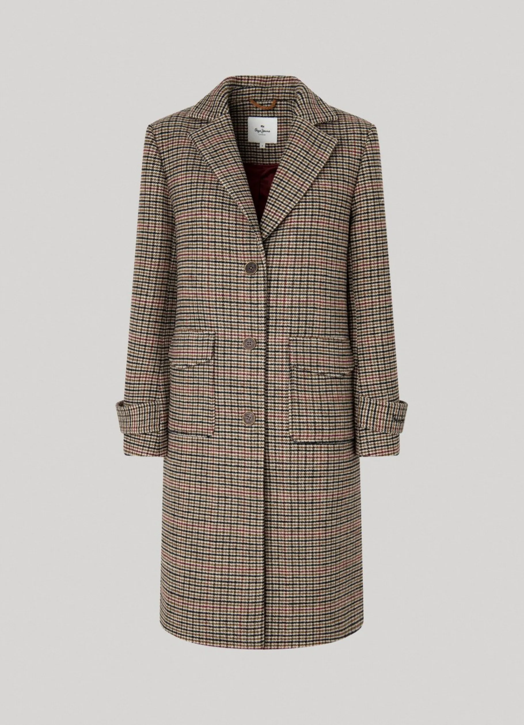Women Pepe Jeans Wool Houndstooth Coat