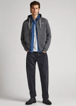 Men Pepe Jeans Zip Hooded Sweatshirt
