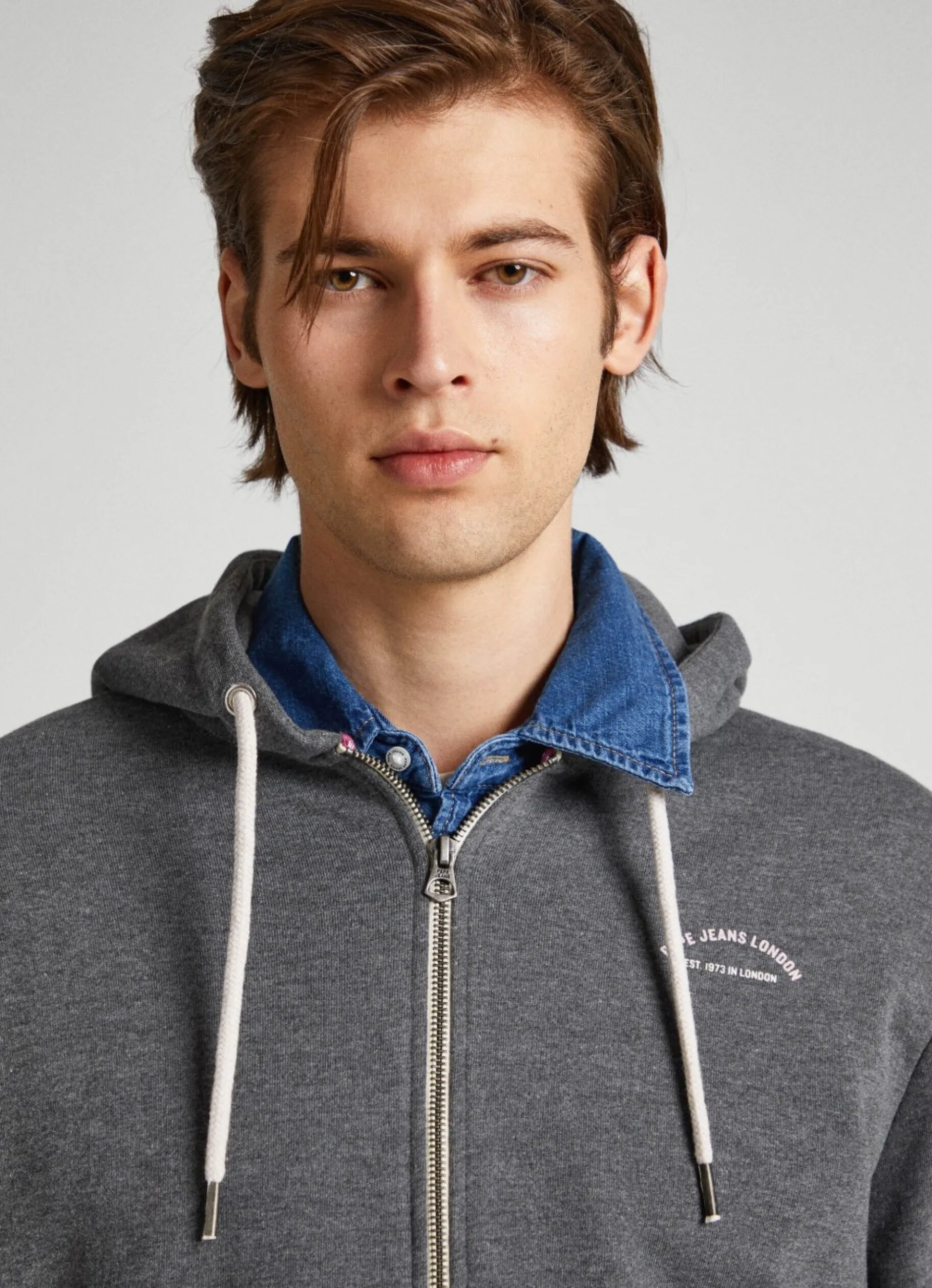 Men Pepe Jeans Zip Hooded Sweatshirt