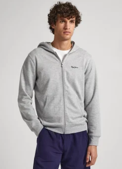 Men Pepe Jeans Zip-Up Terry Sweatshirt With Logo