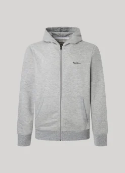Men Pepe Jeans Zip-Up Terry Sweatshirt With Logo