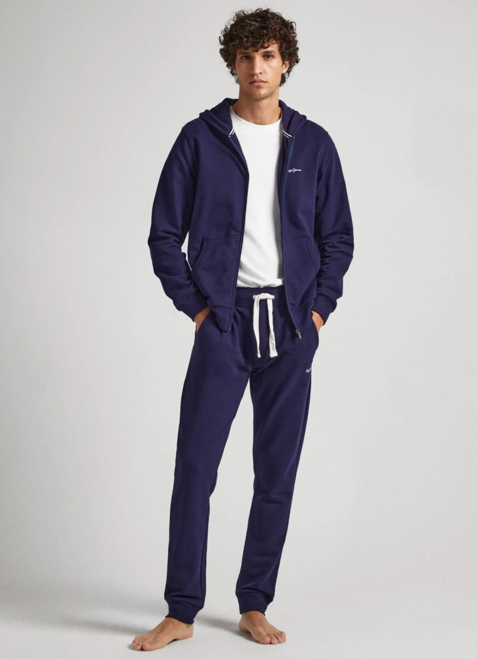 Men Pepe Jeans Zip-Up Terry Sweatshirt With Logo
