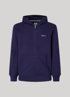 Men Pepe Jeans Zip-Up Terry Sweatshirt With Logo
